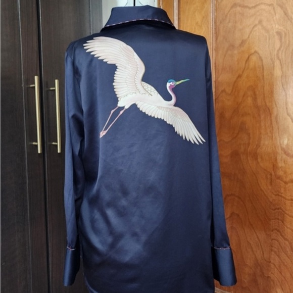 GAP Other - Gap Body Navy Blue Women's Robe with Crane Design